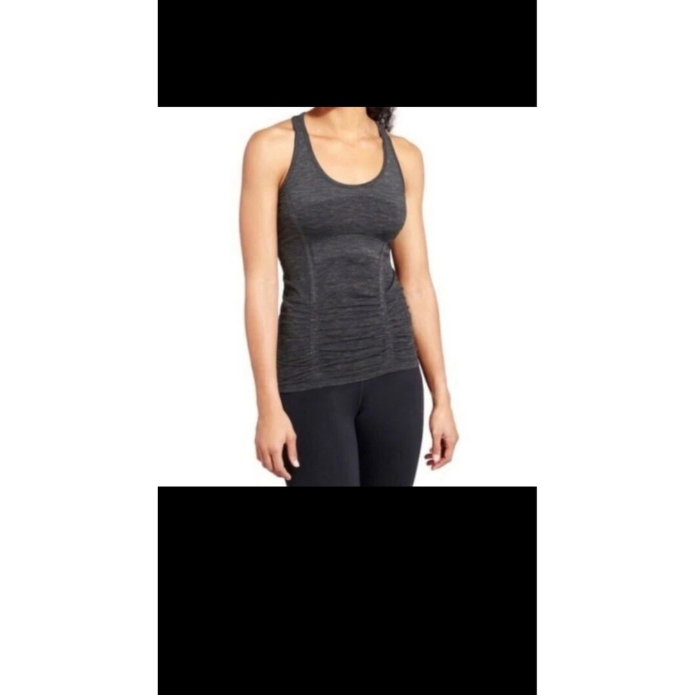 Athleta Renew Ruched Tank Top Charcoal Gray Heather Racerback XL